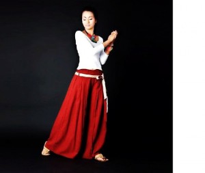 elegant linen wide leg pants - deep red - women dress - cusom made-f51944